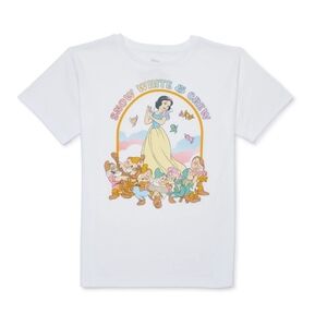 Disney Girls Snow White Crew Neck Short Short Sleeves Graphic T-Shirt (XL)